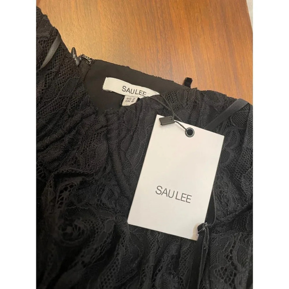 SAU LEE Selena Lace Midi Dress in Black New - Picture 6 of 11
